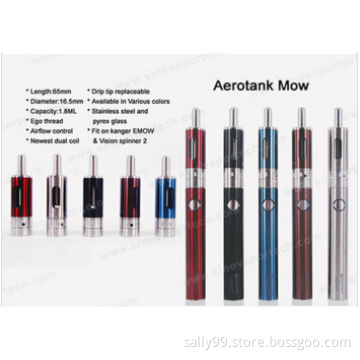 Stainless steel and Pyrex glass Kangertech Aerotank Mow Ego Thread Kanger Mow Brand New Kanger Product